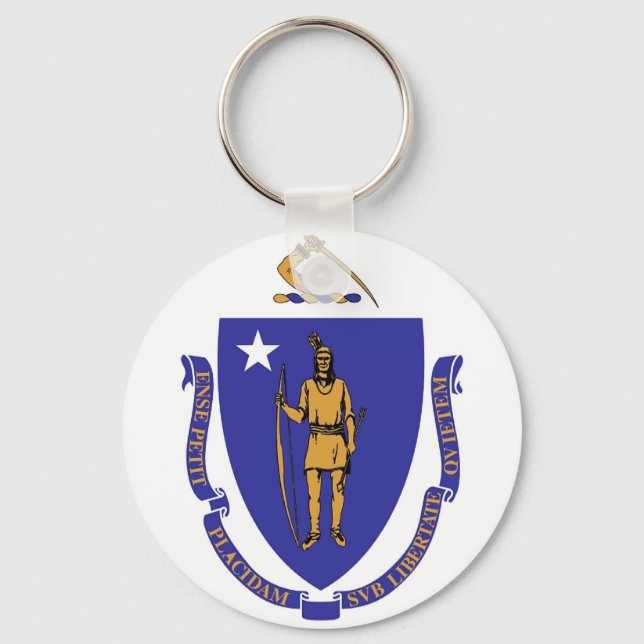 Keychain with Flag of Massachusetts State (Front)