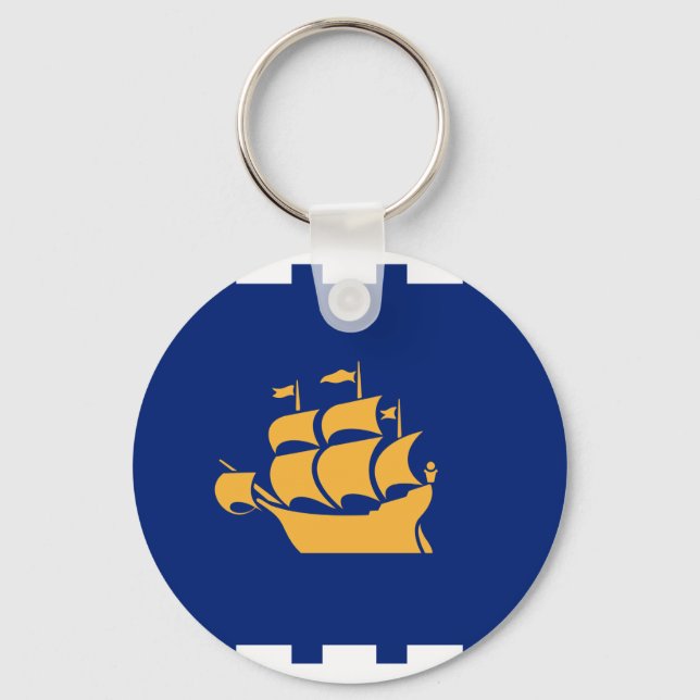 Keychain with Flag of Quebec City, Canada (Front)