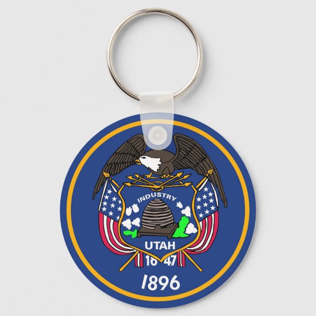 Keychain with Flag of Utah State (Front)