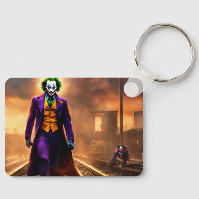 Keychain with joker and Spyder man print. (Front)