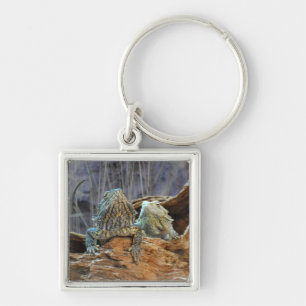 Keychain with two curious lizards