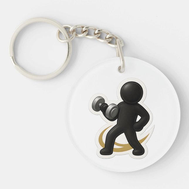 Keychain with Weightlifter Design – Gym & Fitness (Front)