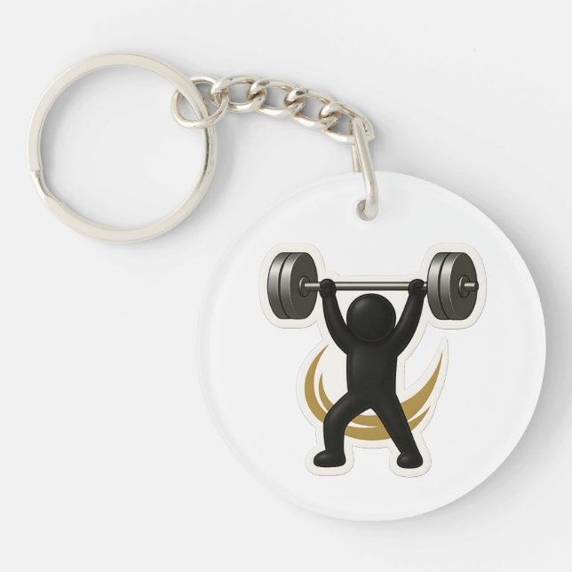 Keychain with Weightlifting Design – Gym & Fitness (Front)