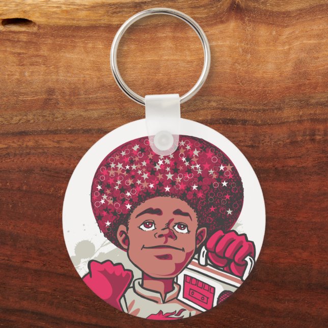 Keychain – YOUTH Power Afro & Boombox Urban Design (Back)