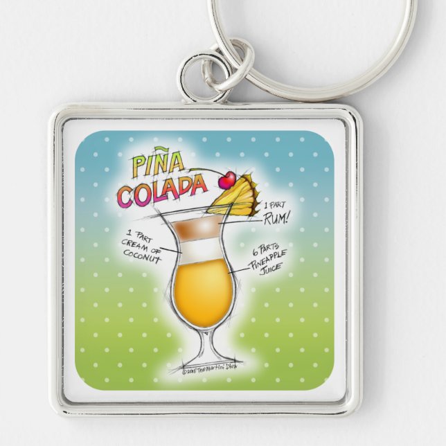 KEYCHAINS - PINA COLADA RECIPE COCKTAIL ART (Front)