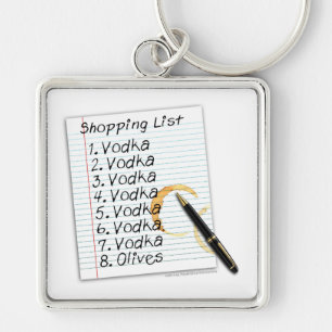KEYCHAINS, VODKA SHOPPING LIST KEY RING