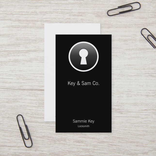 Keyhole Button-style Business Card (Front/Back In Situ)
