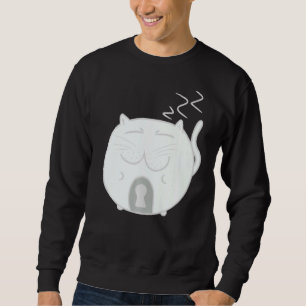 Keyhole Kitty Cute Cuddly Comfy Cat Light White Gr Sweatshirt