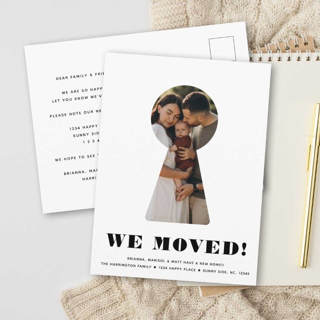 Keyhole Simple Photo Modern Minimalist Moving Announcement Postcard (Creator Uploaded)