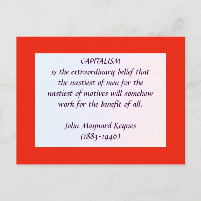 KEYNES on CAPITALISM postcard (Front)