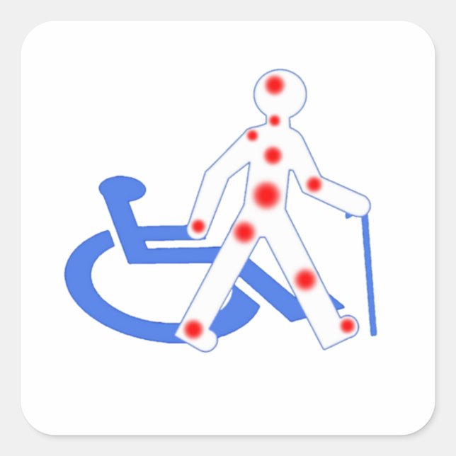 Keyring Badge Round 7.6 Cm Invisible disability / Square Sticker (Front)