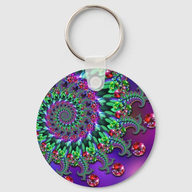 Keyring - Bokeh Fractal Purple Turquoise (Front)