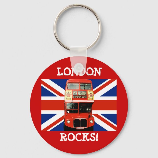 Keyring  London Bus and British Flag (Front)