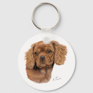 Keyring : Ruby Cavalier king charles spaniel puppy