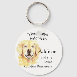 Keys Belong to Custom Name Loves Golden Retriever Key Ring