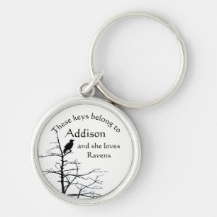 Keys Belong to Custom Name Loves Raven Birds Key Ring