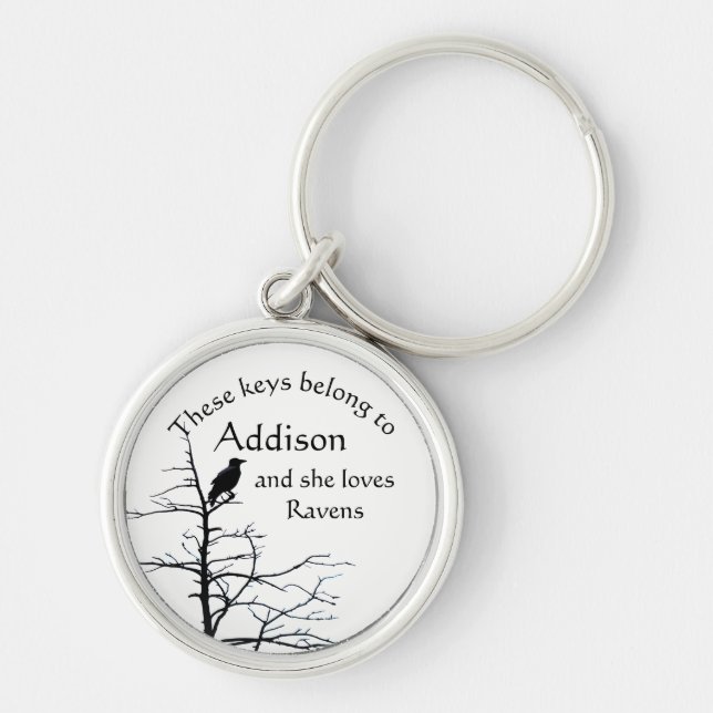 Keys Belong to Custom Name Loves Raven Birds Key Ring (Front)
