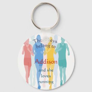 Keys Belong to Custom Name Loves Running Key Ring