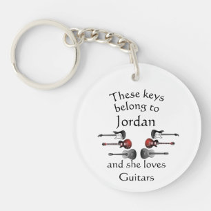 Keys Custom Name Loves Guitar Key Ring