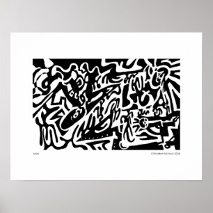 "Keys", digital B&W abstract Poster