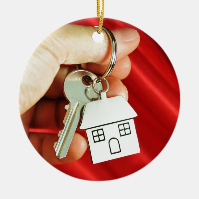 Keys for a new home! ceramic ornament (Front)