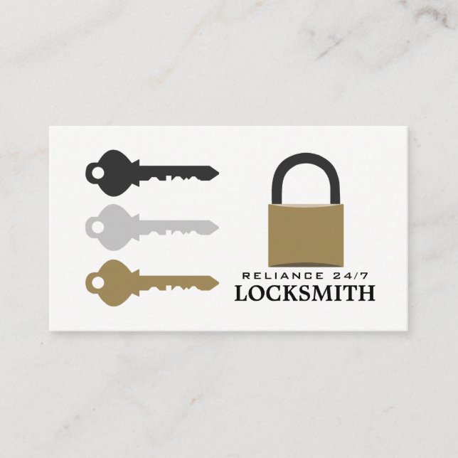 Keys & Padlock, Locksmith Business Card (Front)