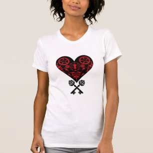 Keys to her Heart - Victorian Steampunk Heart T-Shirt