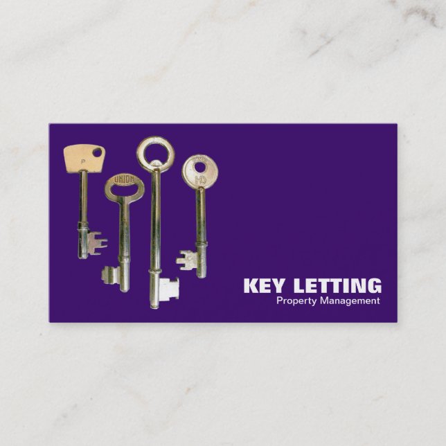 Keys - White on Deep Purple Business Card (Front)