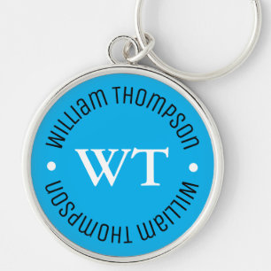 keys with name ( blue circle monogram ) key ring