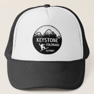 Keystone Colorado black white snowboard art hat