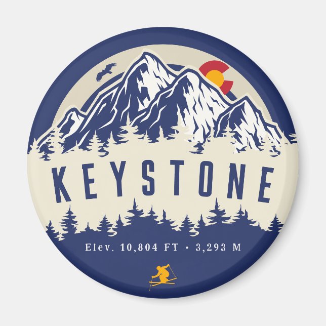 Keystone Colorado Flag Mountain Ski Souvenir Magnet (Front)