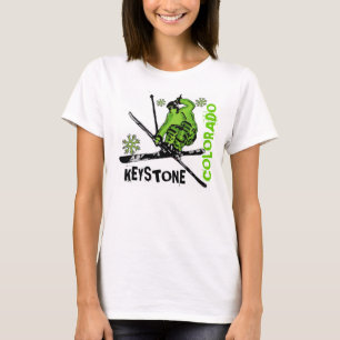 Keystone Colorado green theme ladies ski tee