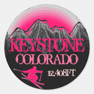 Keystone Colorado pink ski art mountain stickers