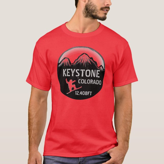Keystone Colorado red snowboard art guys tee (Front)