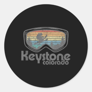 Keystone Colorado Ski Mountain Skiing Retro Vacati Classic Round Sticker