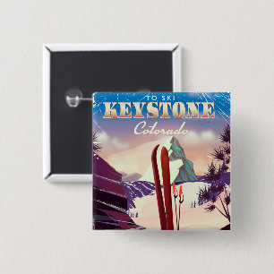 Keystone, Colorado Ski vintage style poster. 15 Cm Square Badge