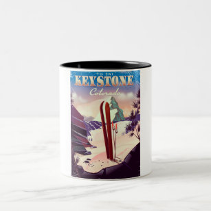 Keystone, Colorado Ski vintage style poster. Two-Tone Coffee Mug