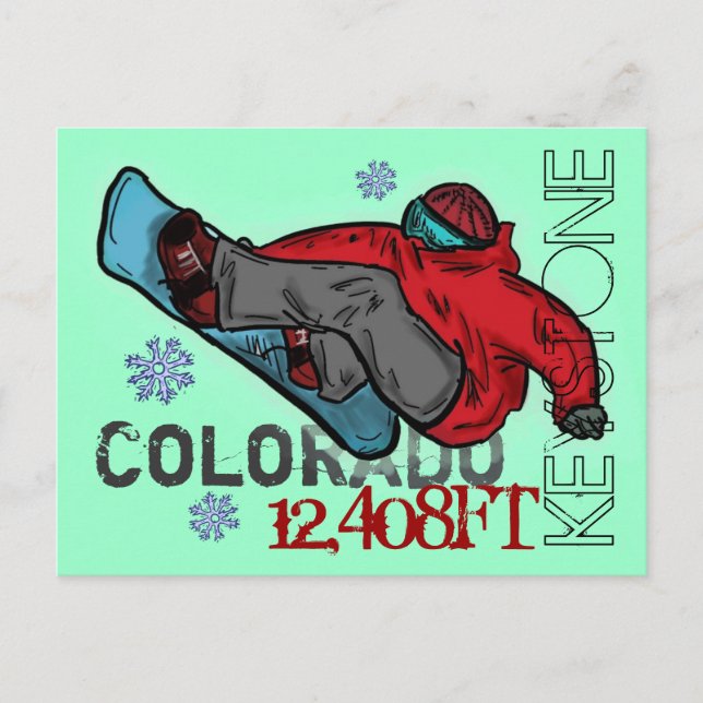 Keystone Colorado snowboarder elevation postcard (Front)