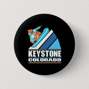 Keystone Colorado - Vintage Snowboarder 6 Cm Round Badge