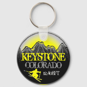 Keystone Colorado yellow ski art keychain
