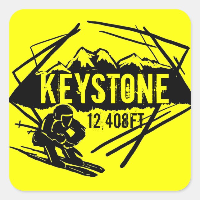 Keystone Colorado yellow ski elevation stickers (Front)