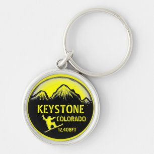 Keystone Colorado yellow snowboard art keychain