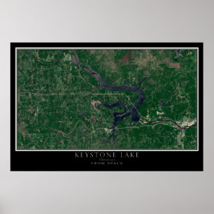 Keystone Lake Oklahoma From Space Satellite Map Poster