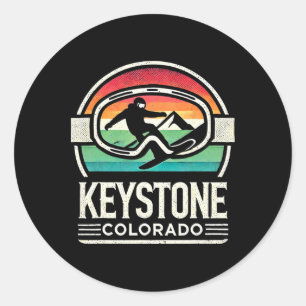 Keystone Snowboarding Retro Colorado Mountain Snow Classic Round Sticker