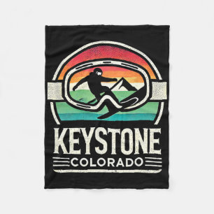 Keystone Snowboarding Retro Colorado Mountain Snow Fleece Blanket