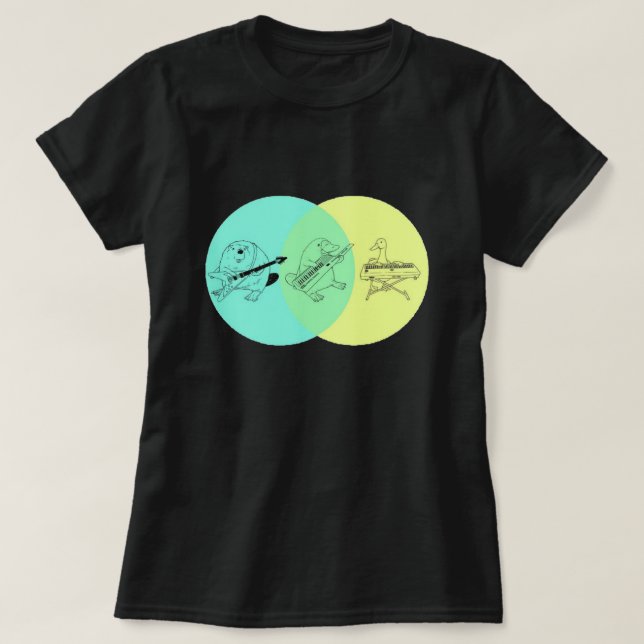 Keytar Platypus Venn Diagram  T-Shirt (Design Front)