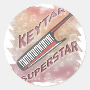 Keytar Superstar Classic Round Sticker