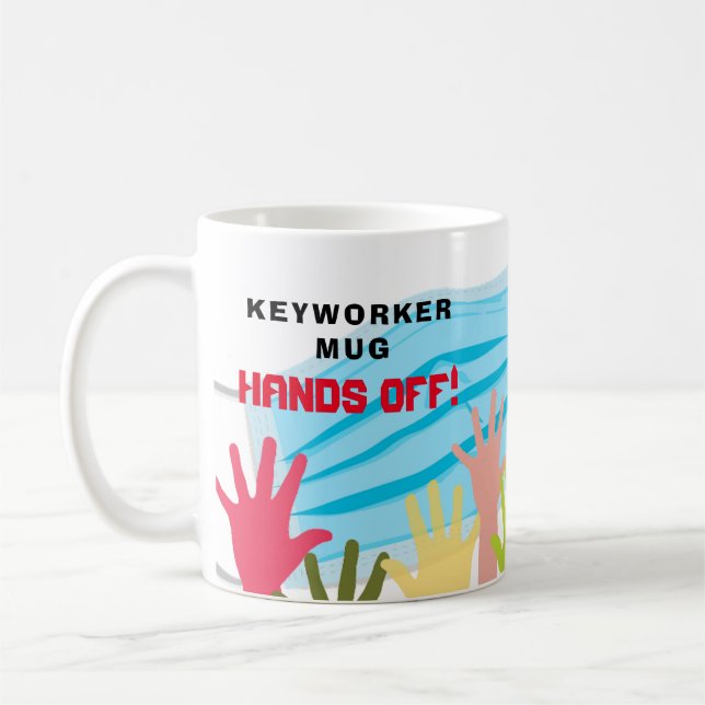 Keyworker Mug HANDS OFF!  Funny Mask (Left)