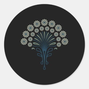 Kf 0358 E - Vintage Retro Daisies 70s Floral Patte Classic Round Sticker