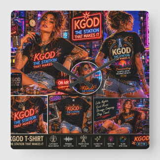 KGOD Radio Late Night Square Wall Clock